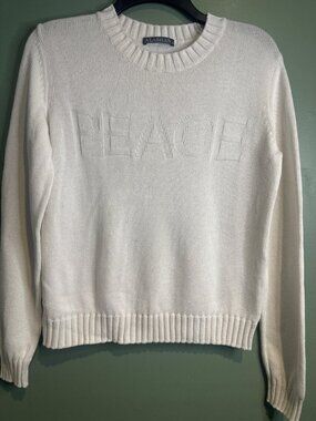 Alashan Peace Cotton Cashmere Sweater Women's White Crewneck Knit Soft Luxury